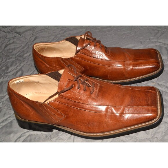 Giorgio V Styled in Italy Men’s Brown Leather Dress Shoes Size 10.5D Square Toe - Picture 1 of 8
